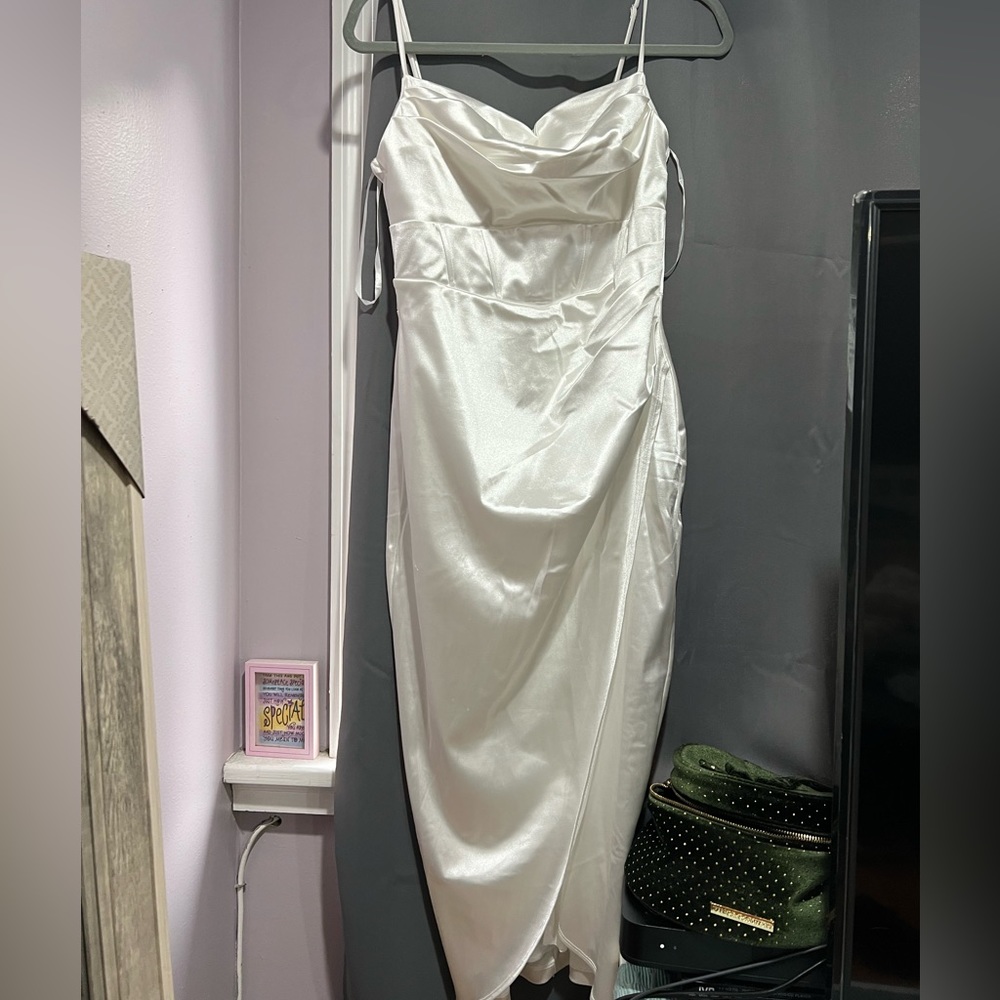 White Satin Dress - Picture 1 of 3